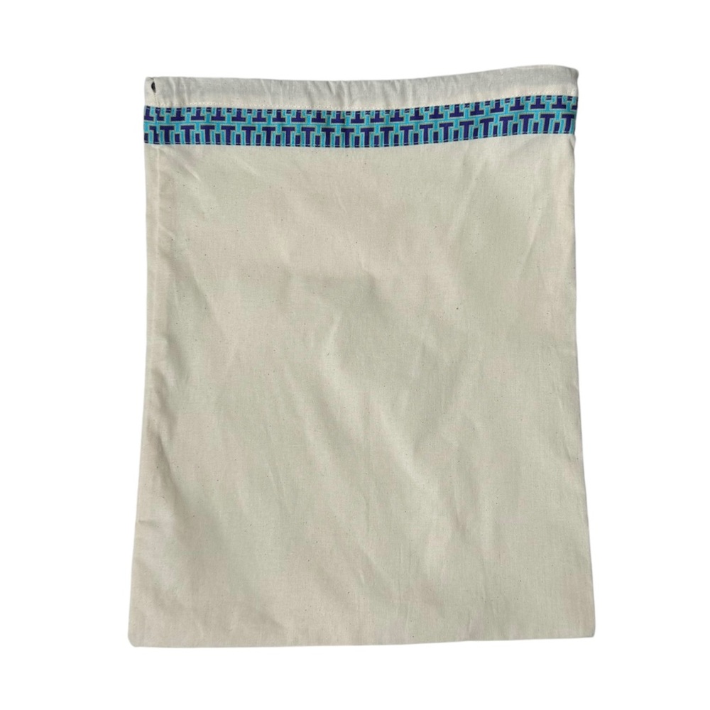 Tory Burch Small Drawstring Cream Blue & Purple Hand Bag Dust Bag